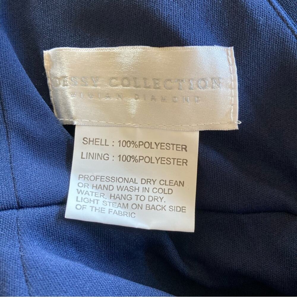 Dessy Collection NWT High Neck Backless Crepe Trumpet Midnight Gown Size 16 - Picture 5 of 8